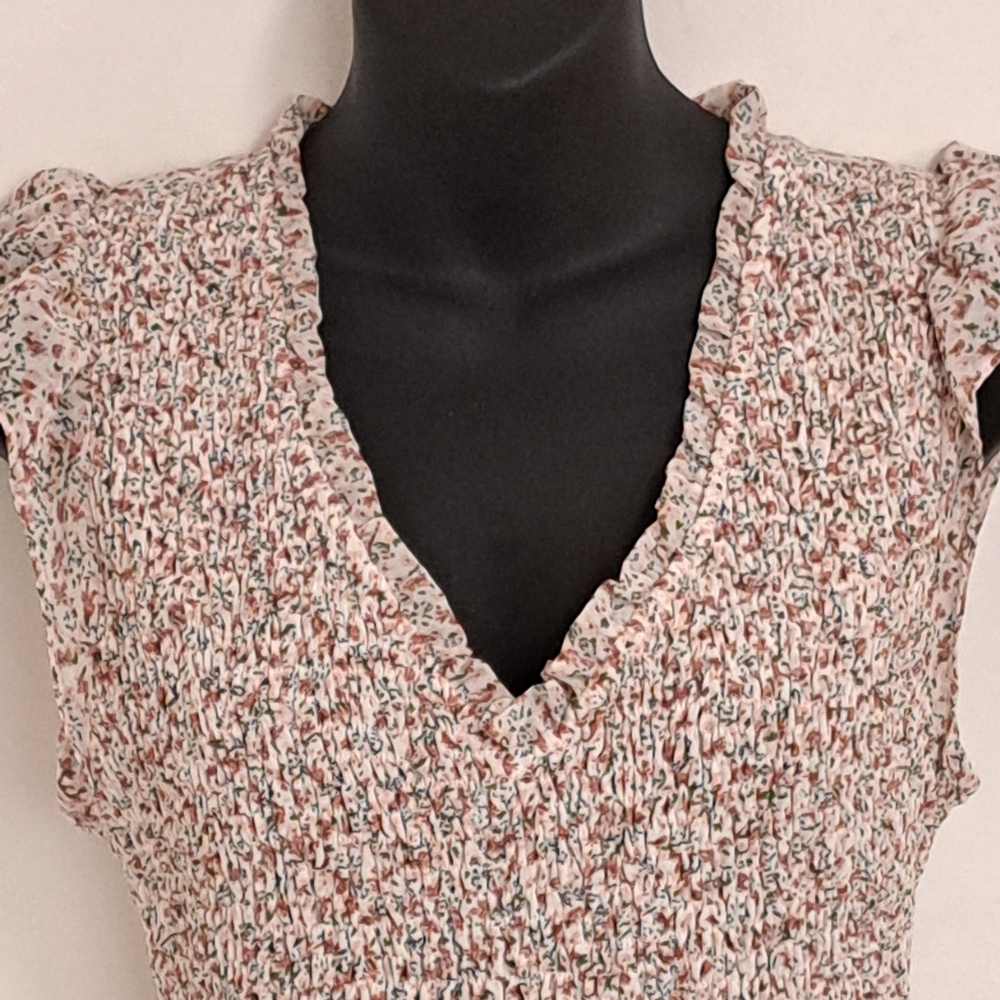 Promesa Floral BOHO Praire Chic Smocked Sleeveless Blouse Misses Size Small - Picture 4 of 8